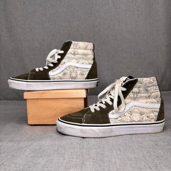 Vans SK8 High Desert Skulls Grape Leaf Shoes Green Suede Canvas Unisex Women's 9 - Picture 2 of 11
